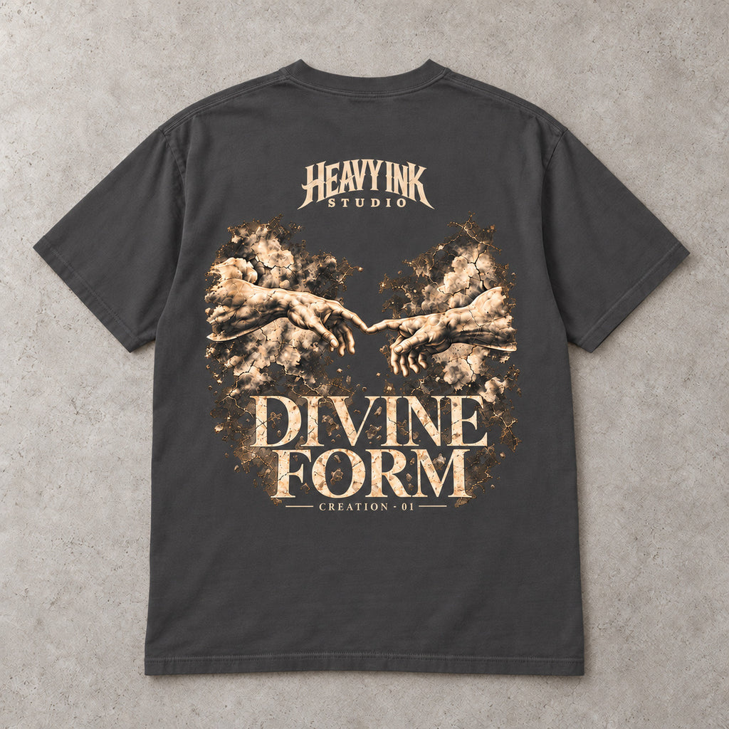 Creation No. 01 by Heavy Ink Studio in Graphite, full shirt back view.