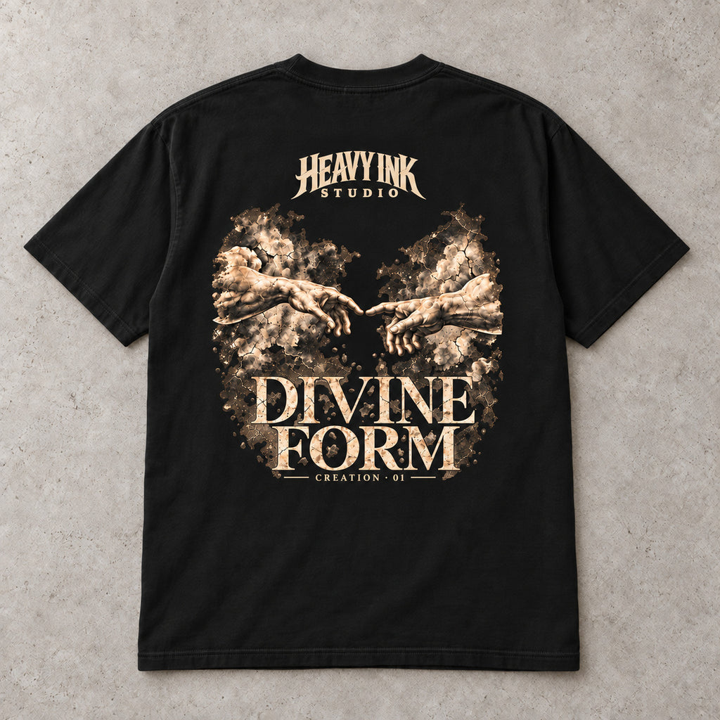 Creation No. 01 by Heavy Ink Studio in Black, full shirt back view.