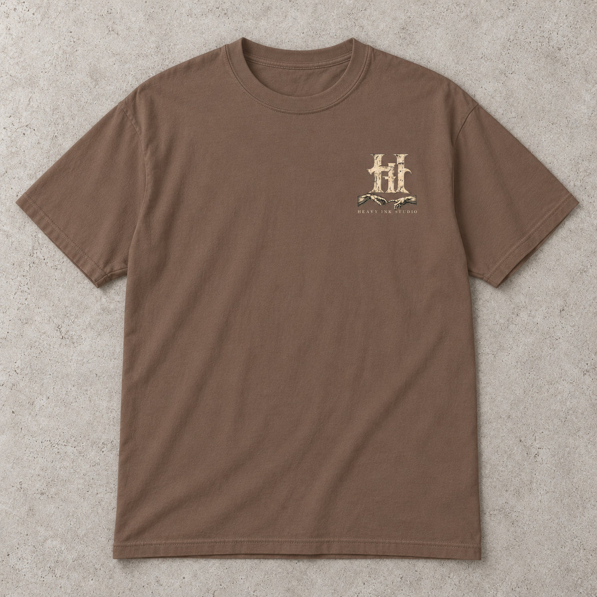 Creation No. 01 by Heavy Ink Studio in Espresso, full shirt front view.