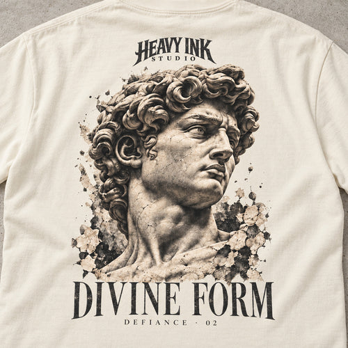 Defiance No. 02 by Heavy Ink Studio in Ivory, close-up of the large back artwork.