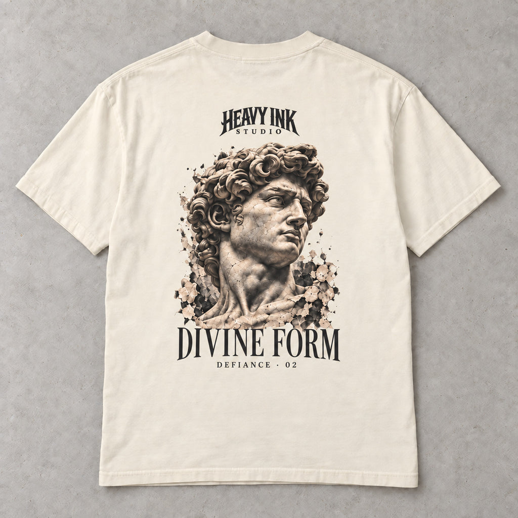 Defiance No. 02 by Heavy Ink Studio in Ivory, full shirt back view.