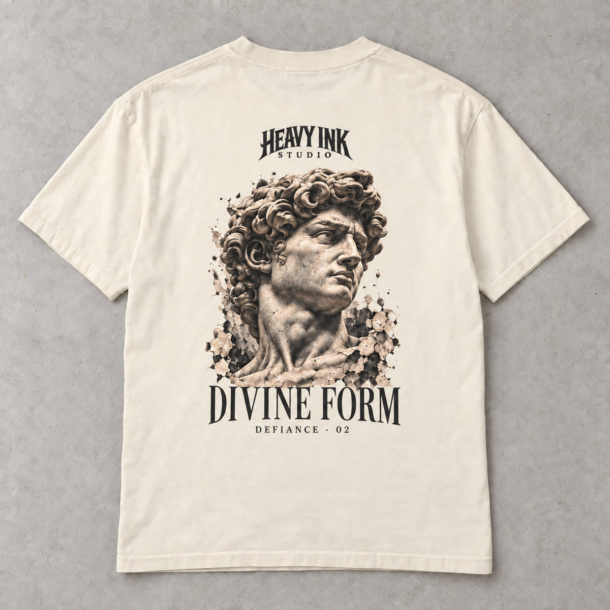 Defiance No. 02 by Heavy Ink Studio in Ivory, full shirt back view.