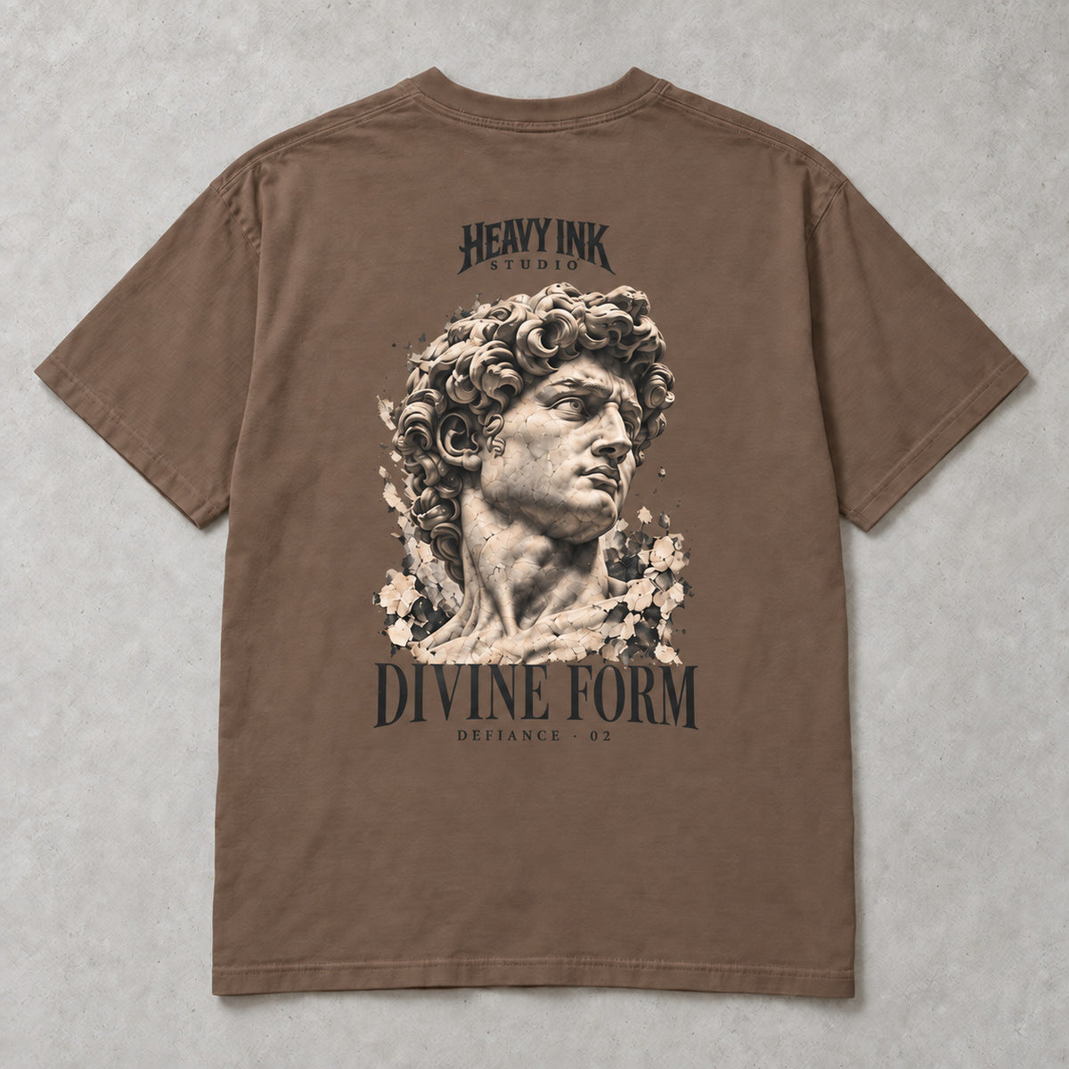 Defiance No. 02 by Heavy Ink Studio in Espresso, full shirt back view.