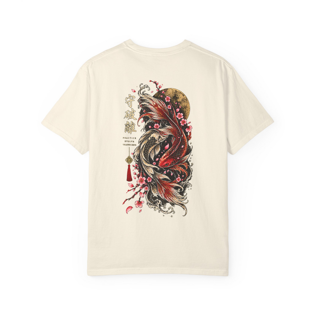 Heavy Ink Koi tee — Ivory Back