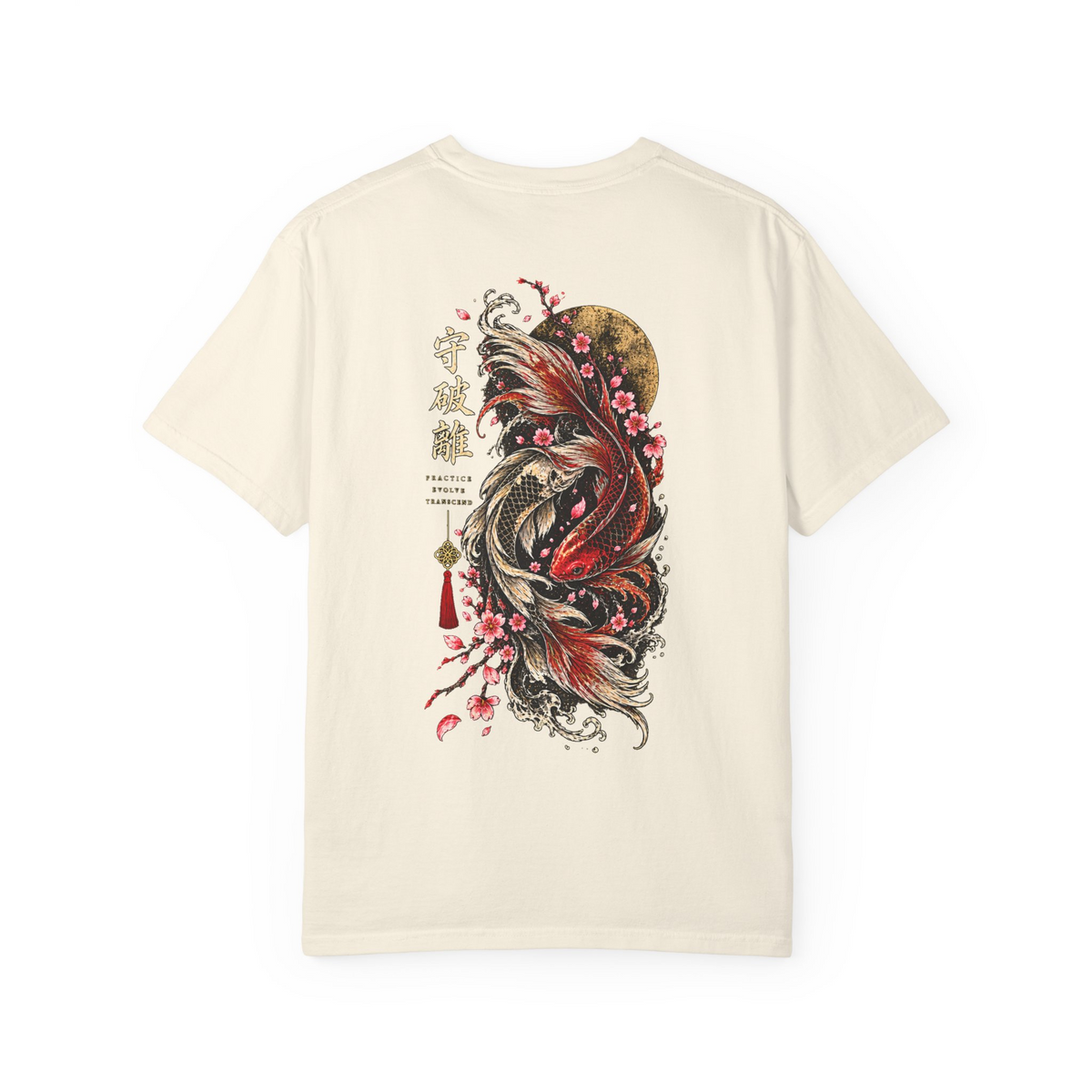 Heavy Ink Koi tee — Ivory Back