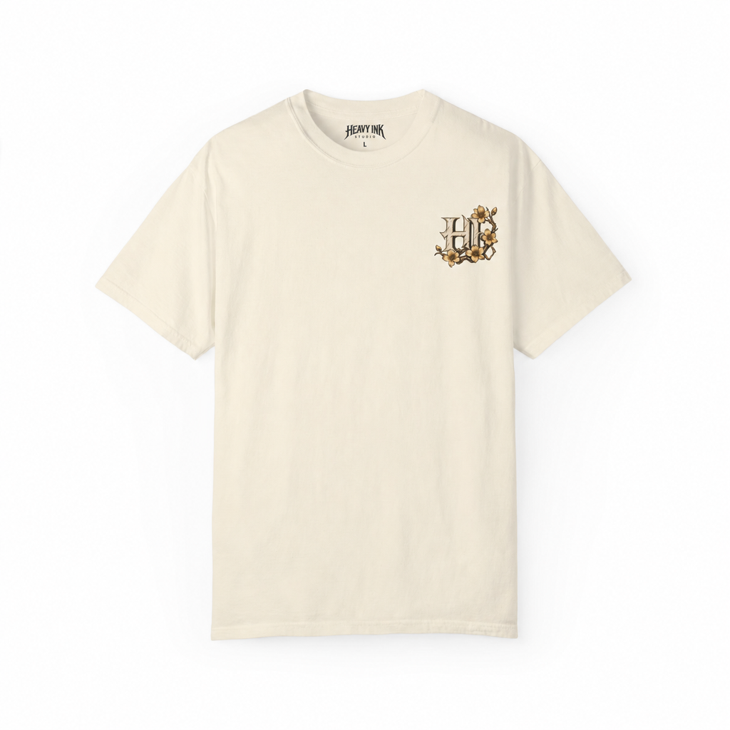 Heavy Ink Koi tee — Ivory Front